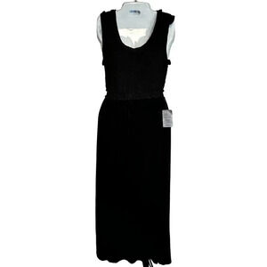 Max Studio Black Velvet Smocked Bodice Sleeveless Maxi Long Dress Women's XS NWT